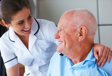 image of elderly man with health care assistant